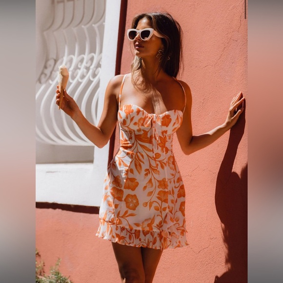 12th Tribe Dresses & Skirts - 12th tribe NWT Belle Floral Mini Dress Orange Floral Strappy Dress